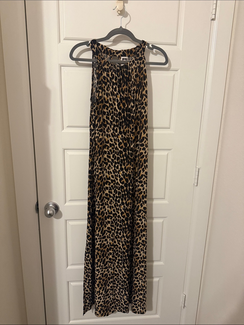 Anne Klein Leopard Print Maxi Dress - Black & Brown